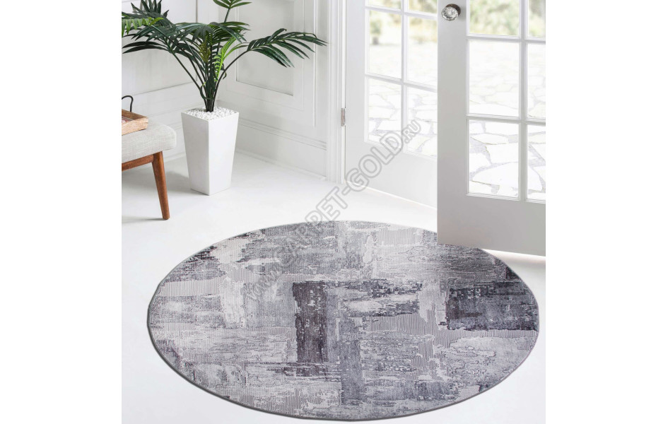 Ковер турецкий круглый 03758A GREY - коллекция ARMINA